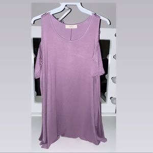Lavender Jersey Cold Shoulder Solid Top